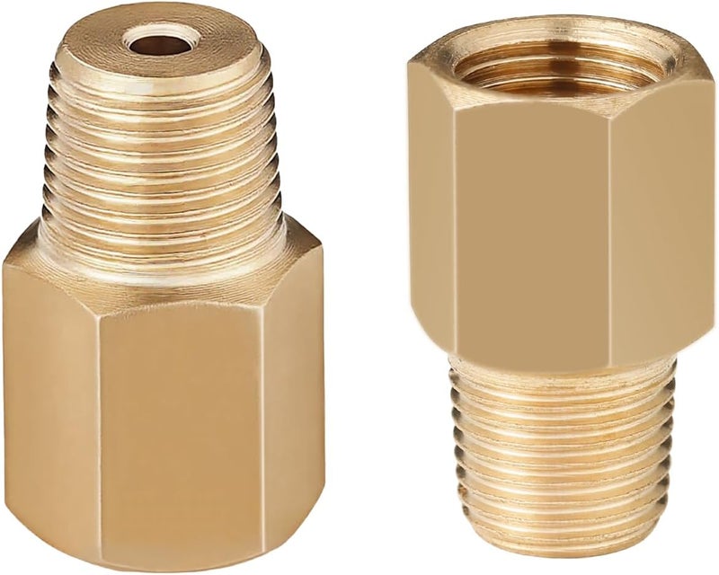 PIHIL 1/8 BSPT Male to 1/8-27 NPT Female,for Pressure Gauge Sensor Thread Adapter,Brass,2 Pack - Image 5